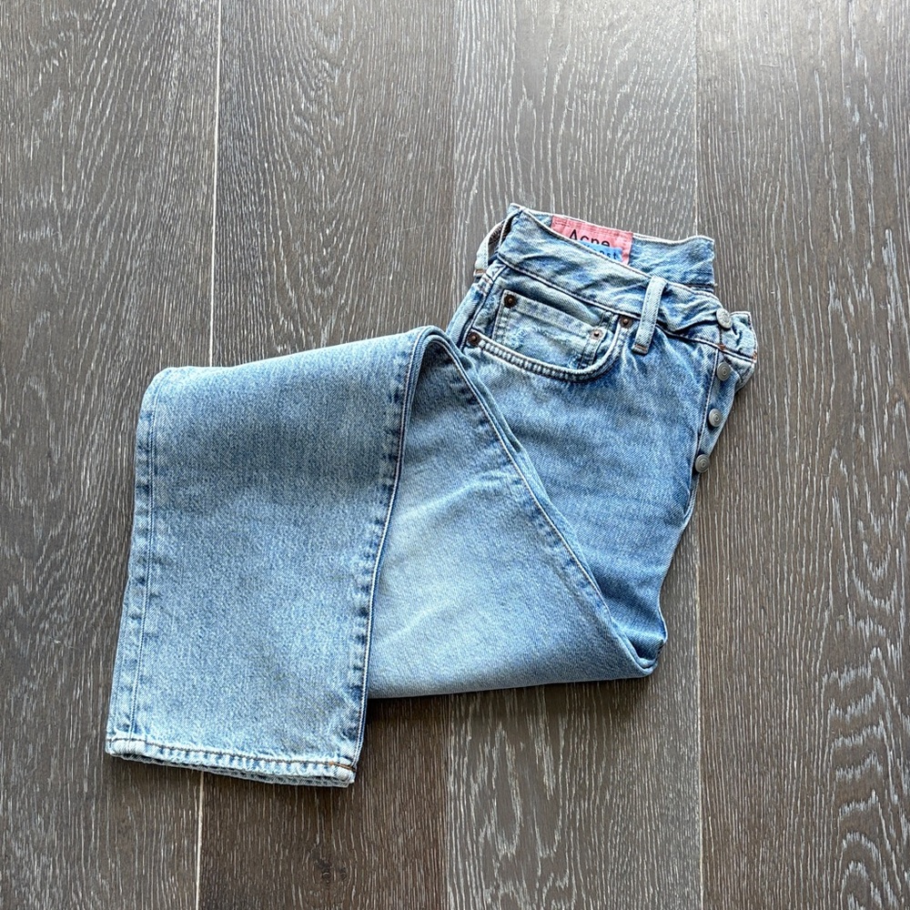 Acne Studios Mece Light Blue High-Waisted Straight Jeans
